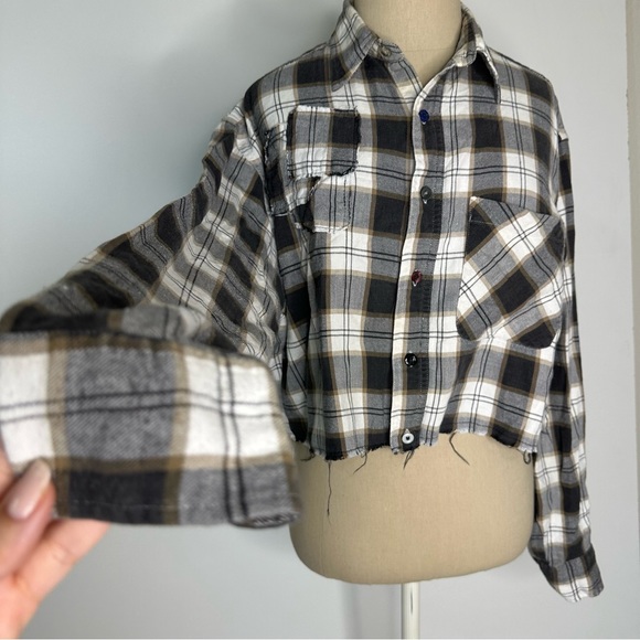 Riley 1880 Vintage Cropped Flannel CROPPED SELF PATCHED IN brown - Picture 7 of 16